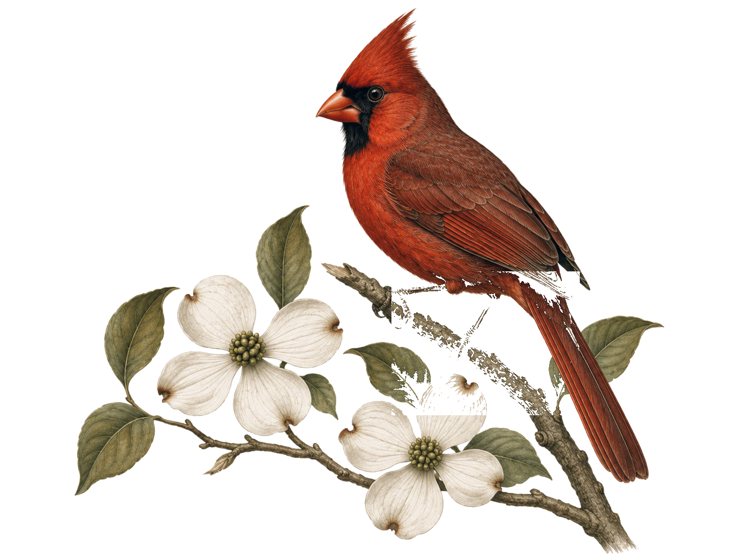 Northern Cardinal on dogwood