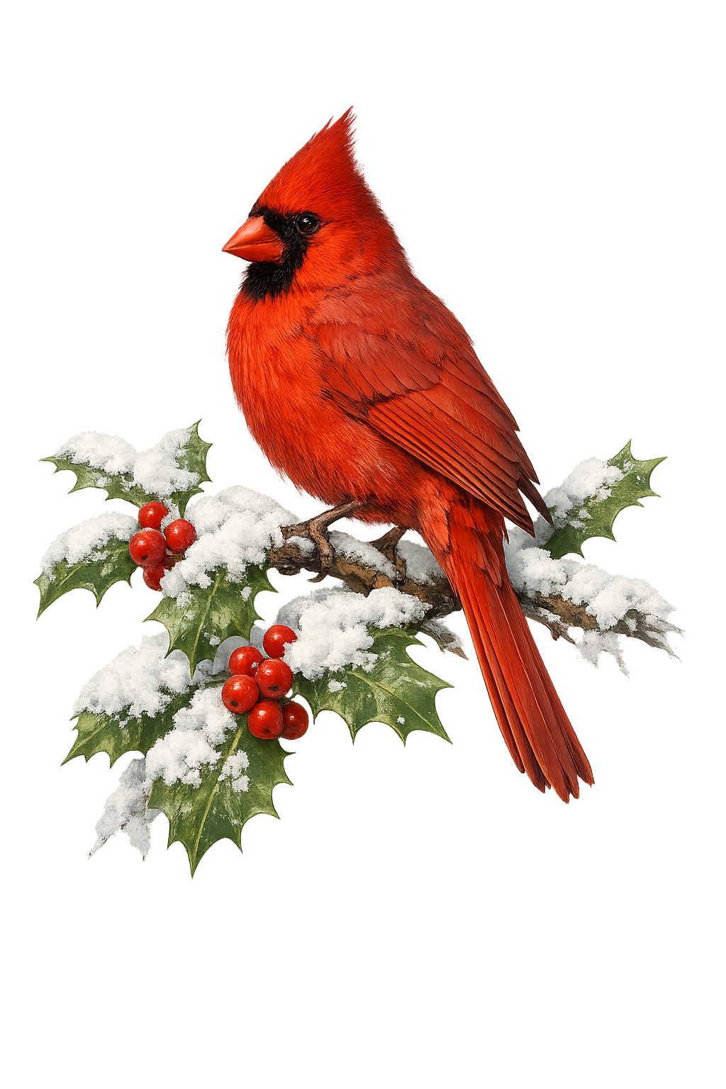 Northern Cardinal on holly
