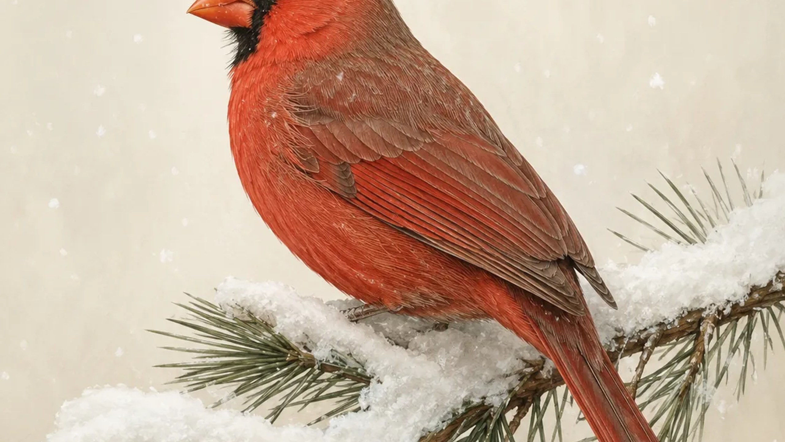 Cardinal in snow