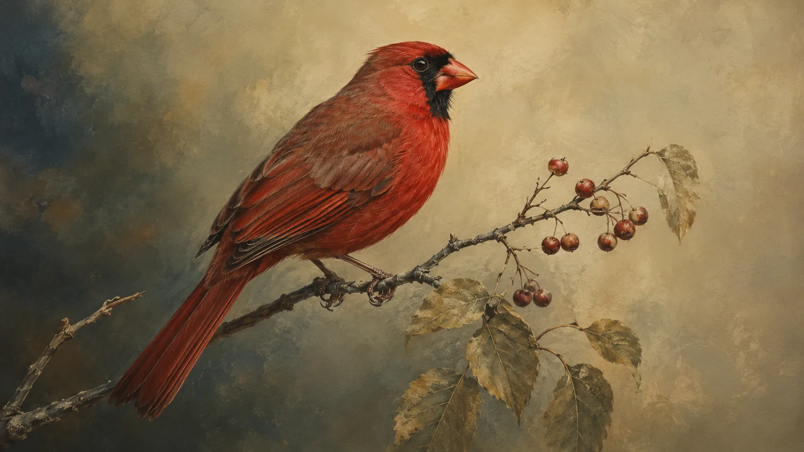 Male Northern Cardinal perched at a feeder with crest held flat against the head, appearing almost smooth-headed