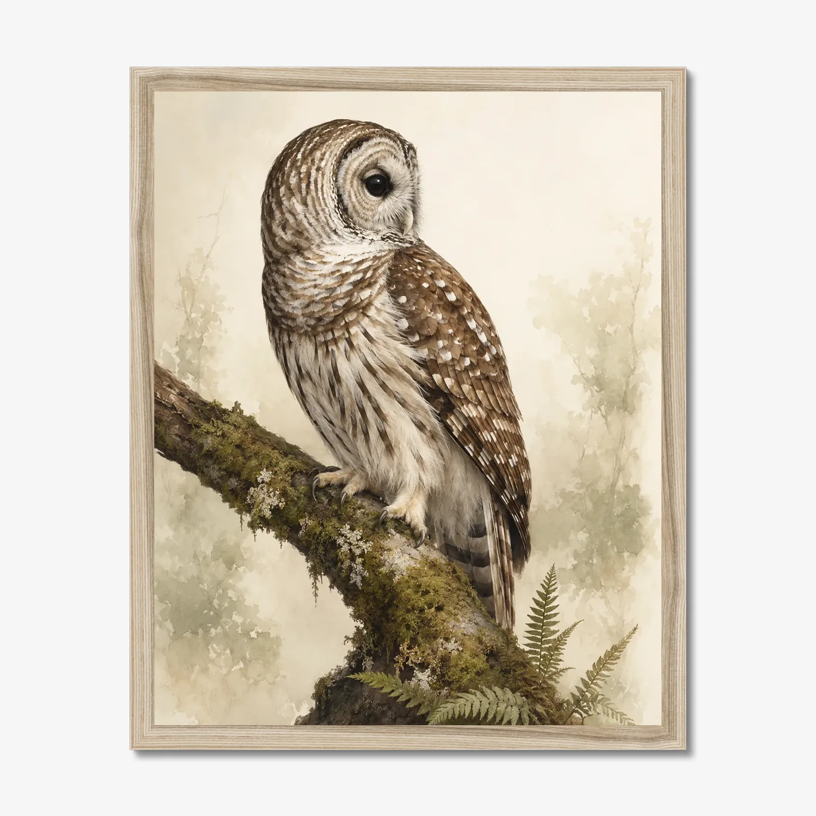 Barred Owl Print in a natural frame