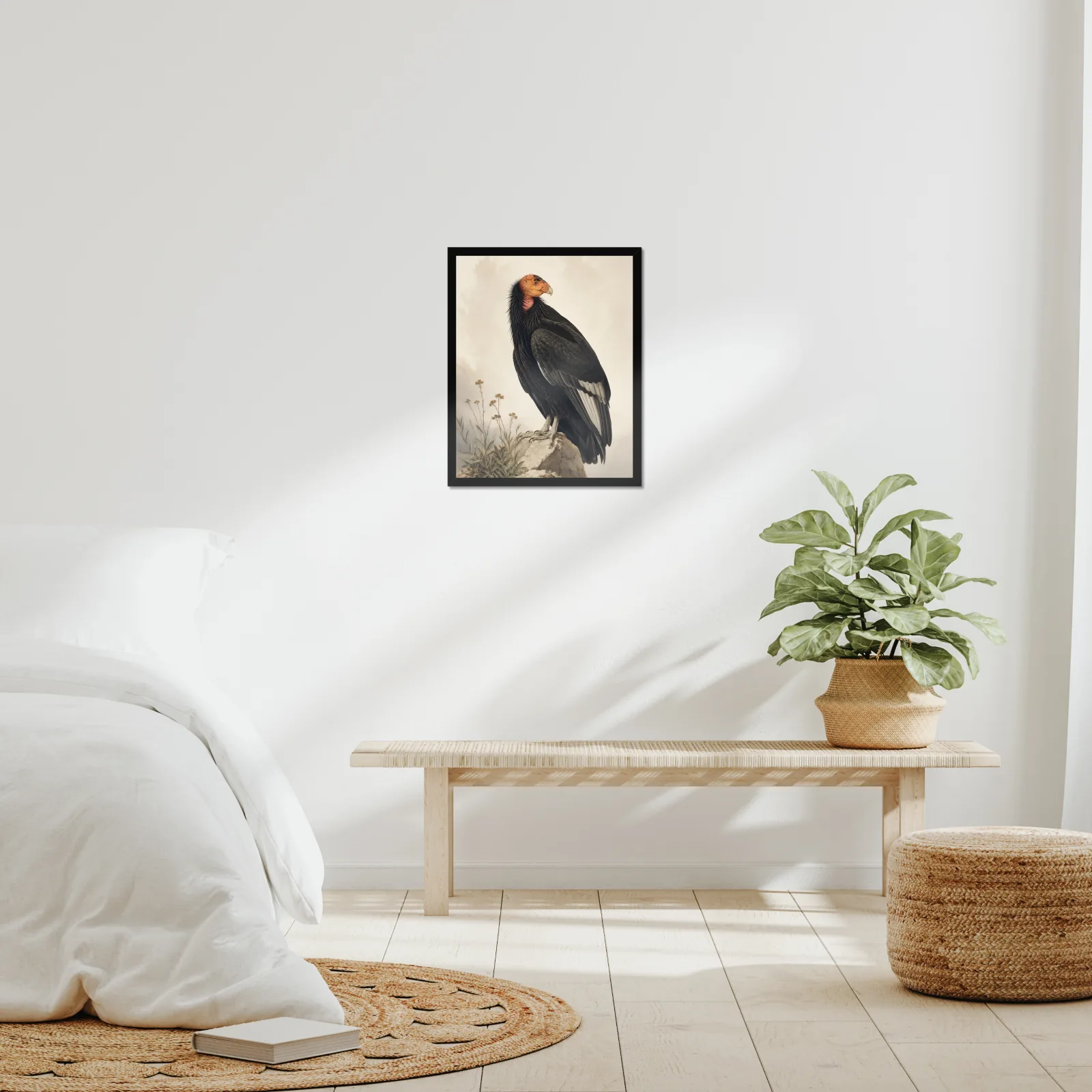 California Condor Print framed at 16x20 inches, shown on a wall to scale