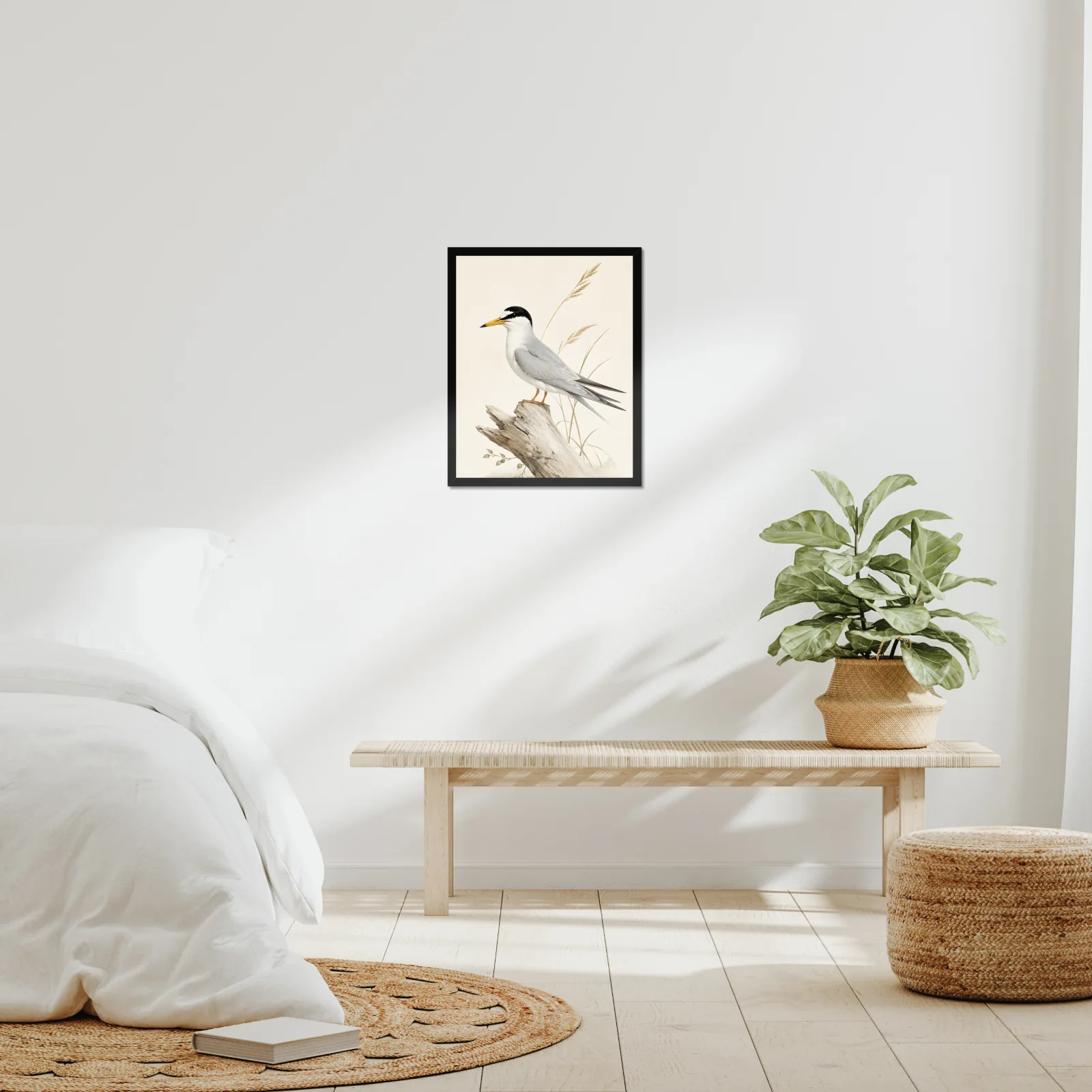 Least Tern Print framed at 16x20 inches, shown on a wall to scale