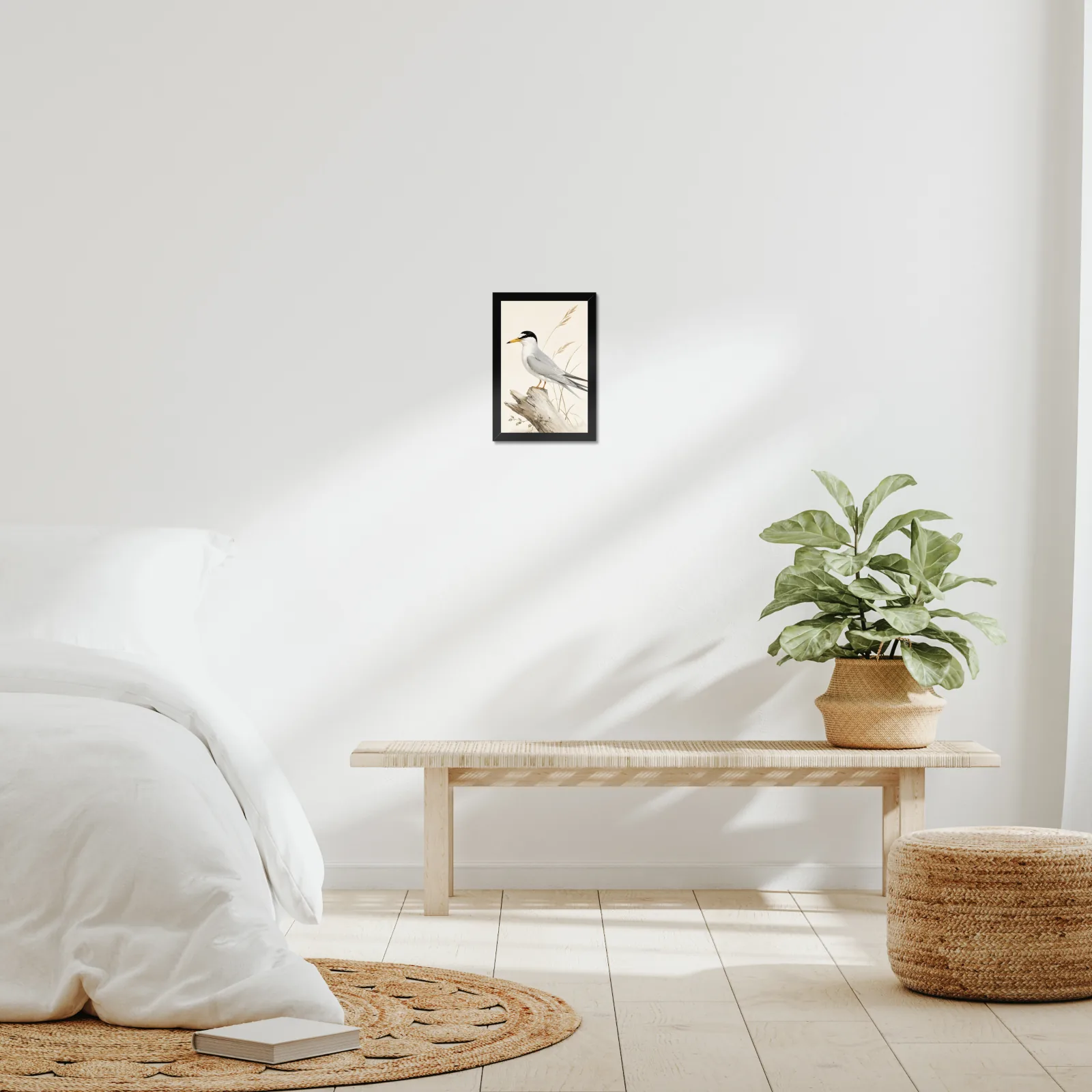 Least Tern Print framed at 8x10 inches, shown on a wall to scale