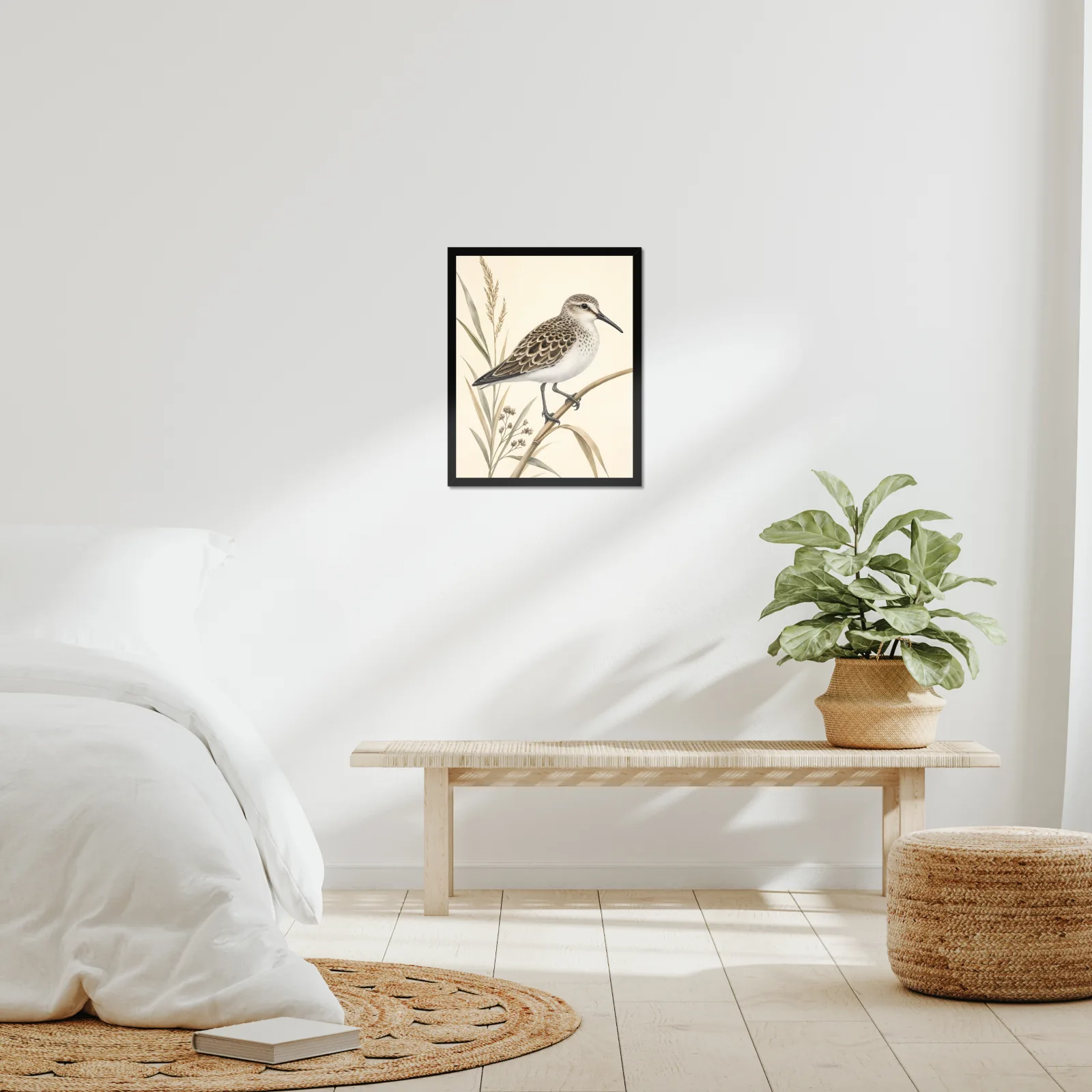 Semipalmated Sandpiper Print framed at 16x20 inches, shown on a wall to scale