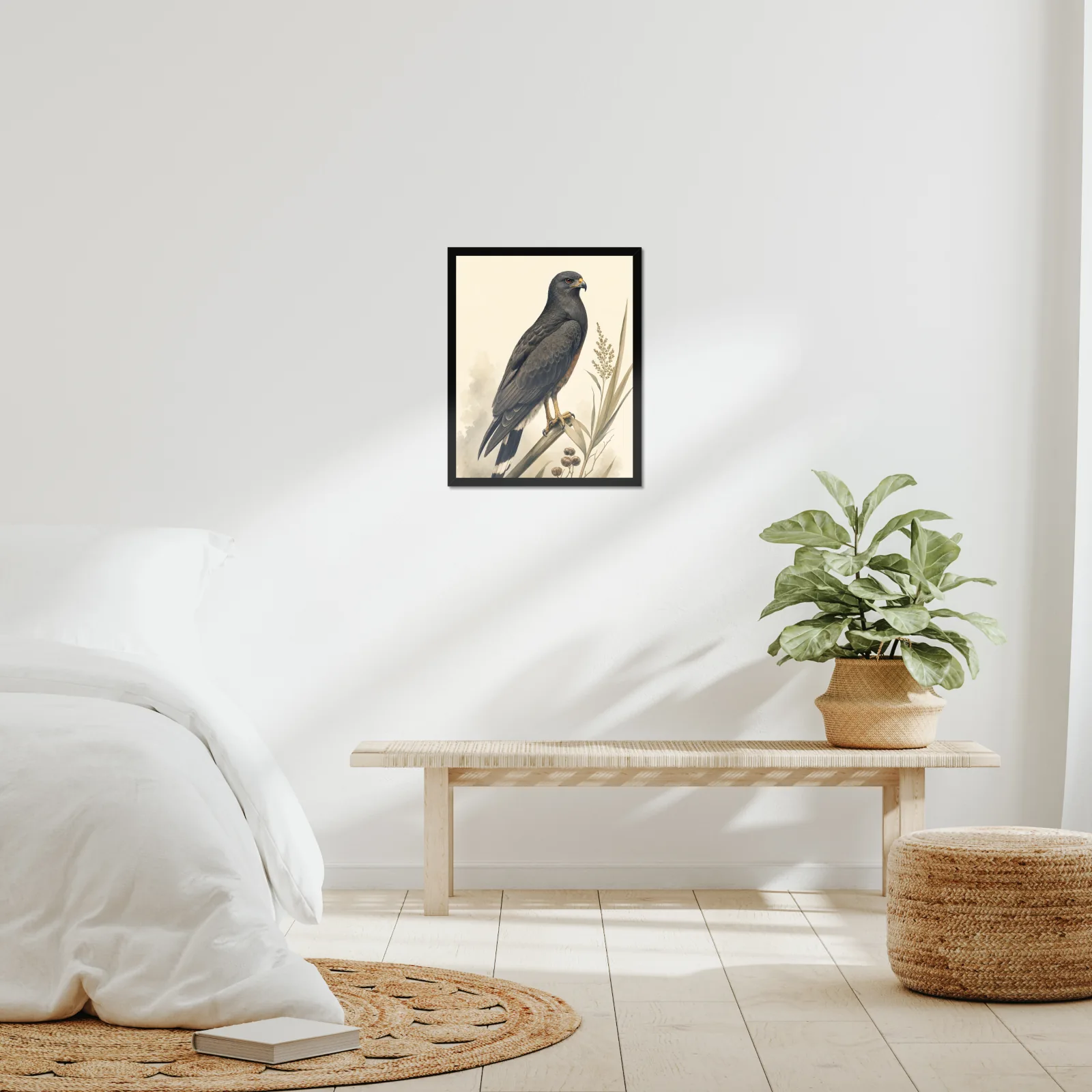 Snail Kite Print framed at 16x20 inches, shown on a wall to scale