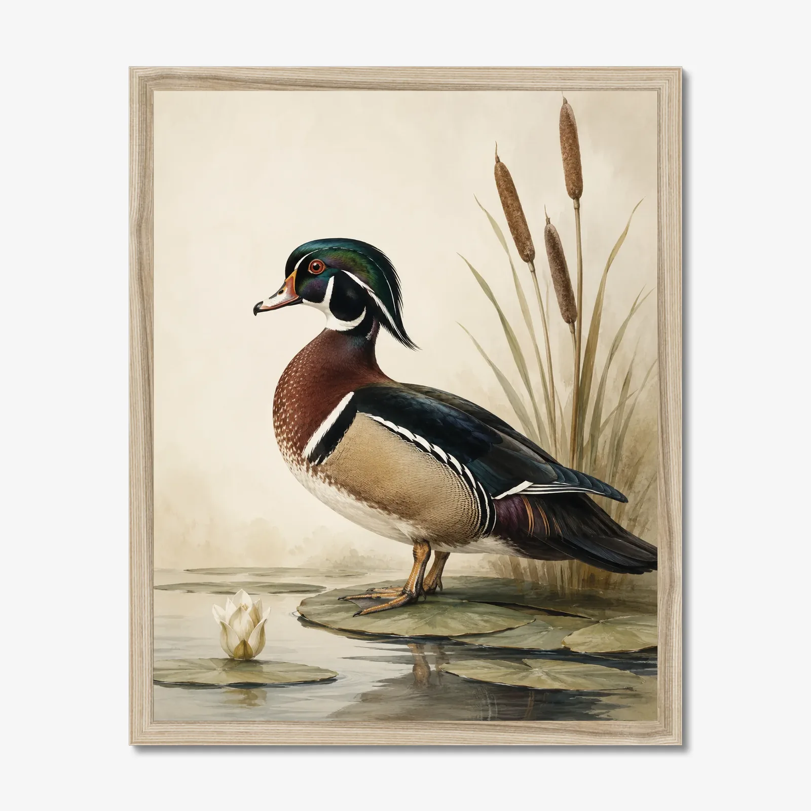 Wood Duck Print in a natural frame