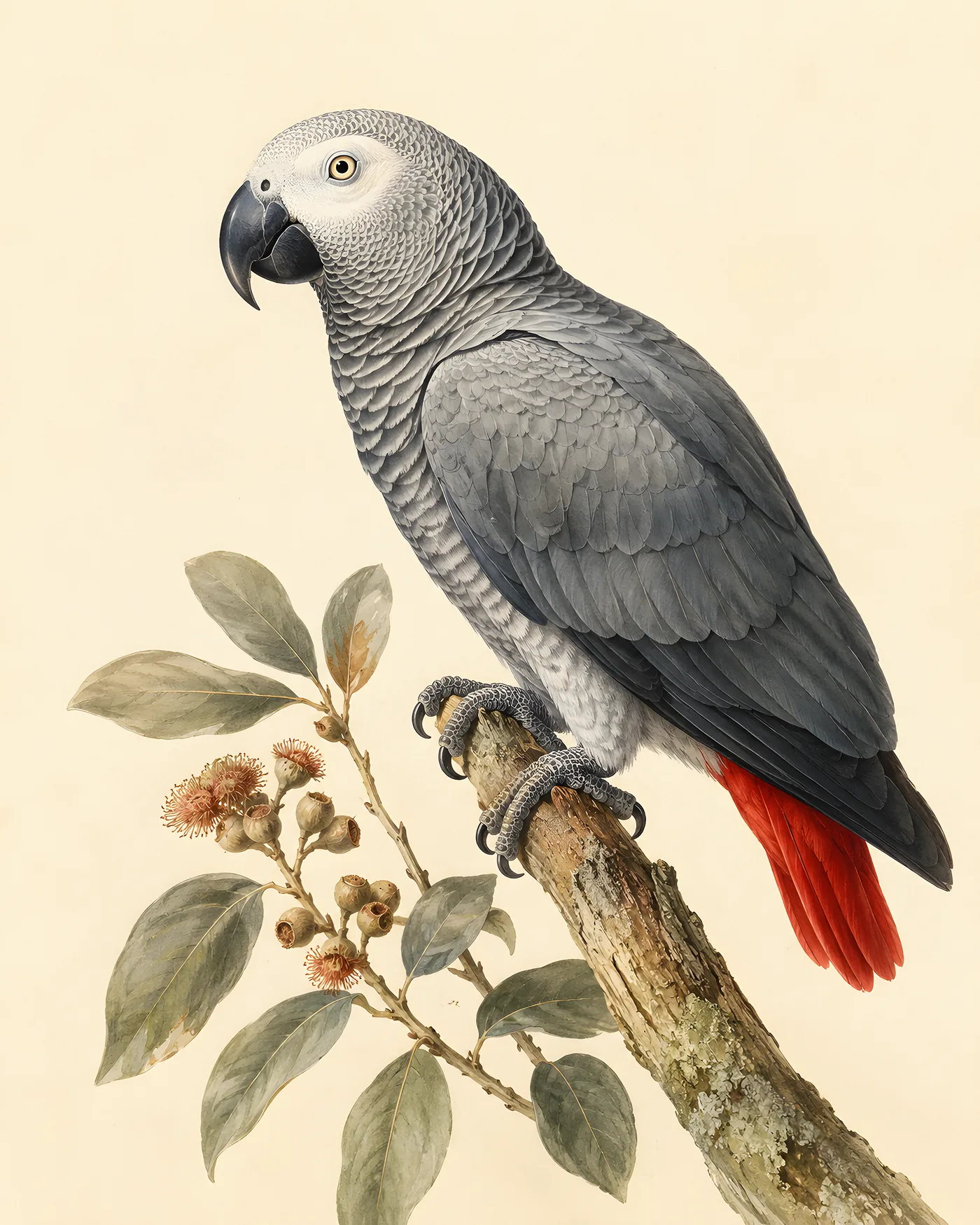 African Grey Parrot Print - fine-art bird print