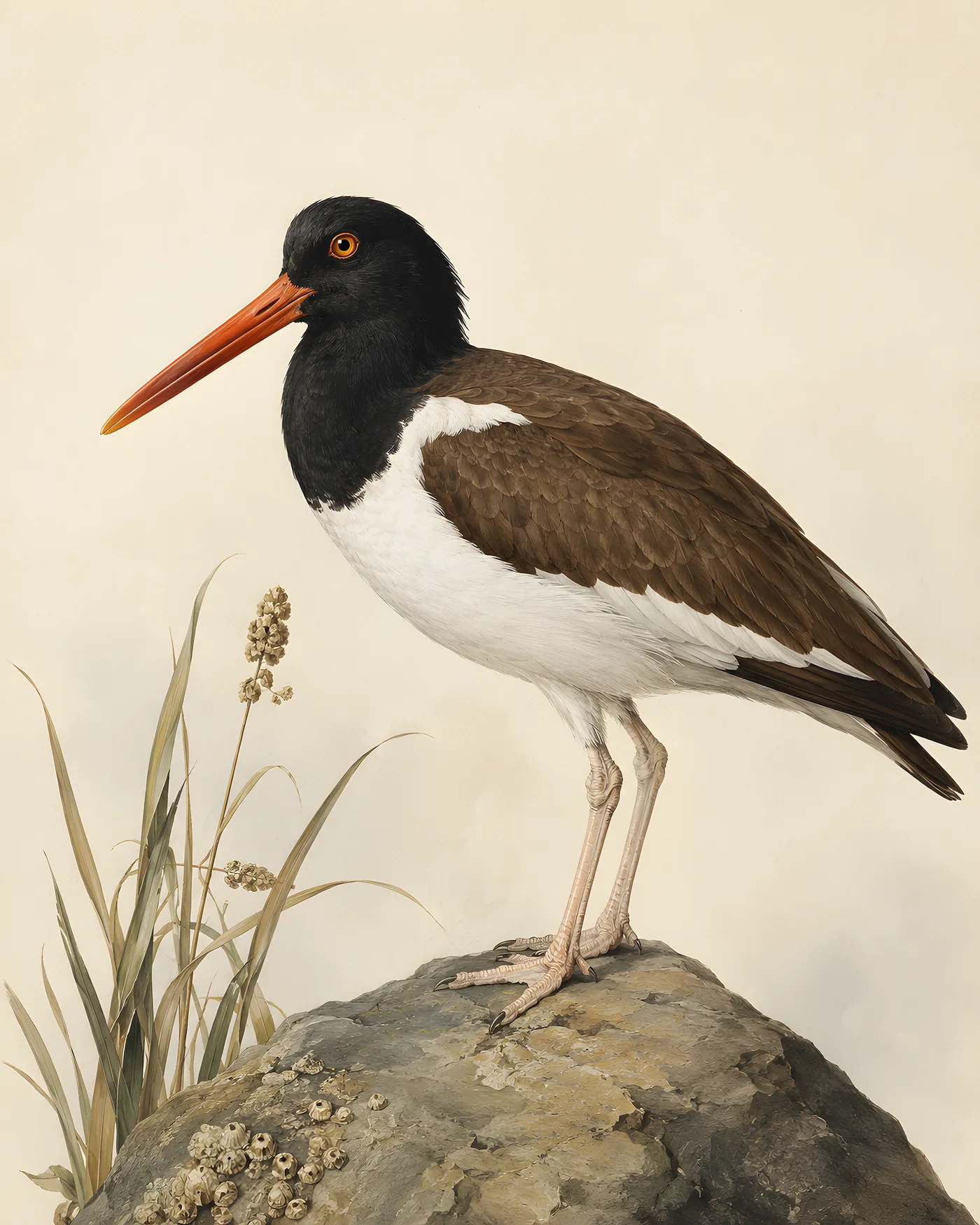 Fine-art American Oystercatcher print in the Audubon style