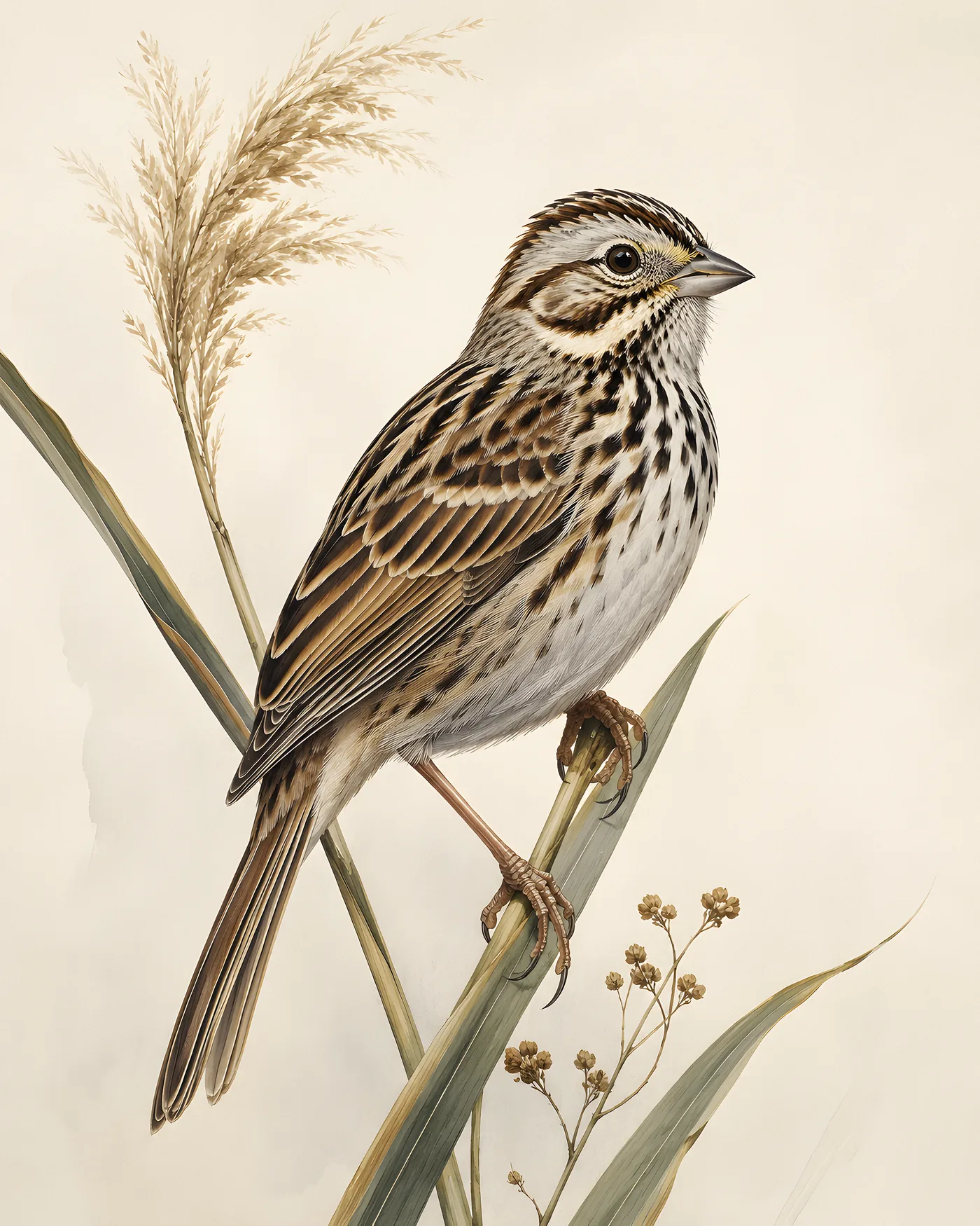 Fine-art Bairds Sparrow print in the Audubon style