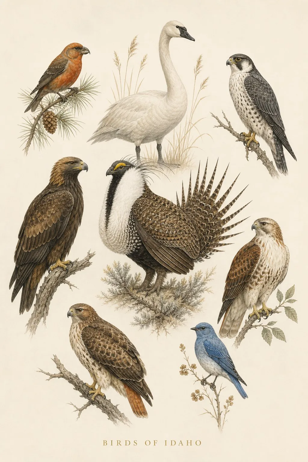 Birds of Idaho print - fine-art bird print