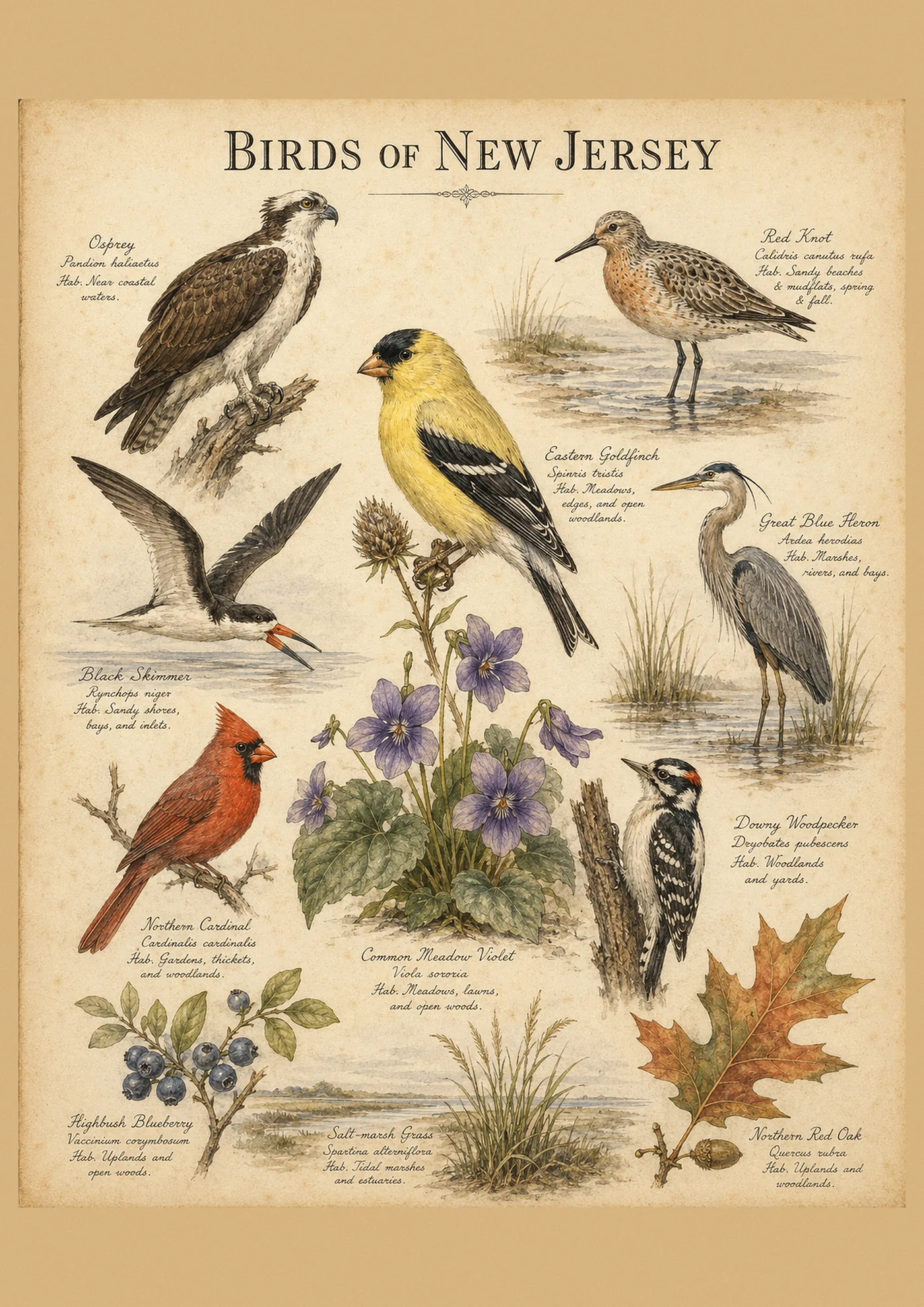 Birds of New Jersey print