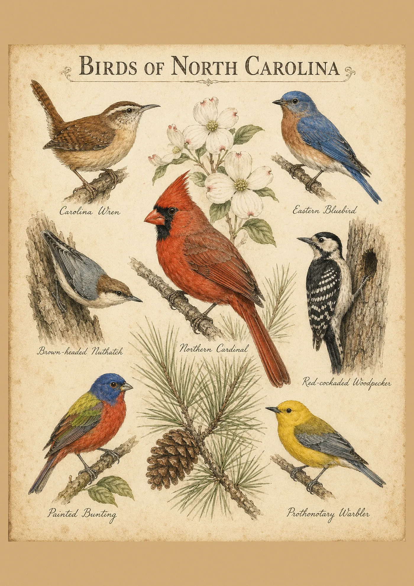 Birds of North Carolina print