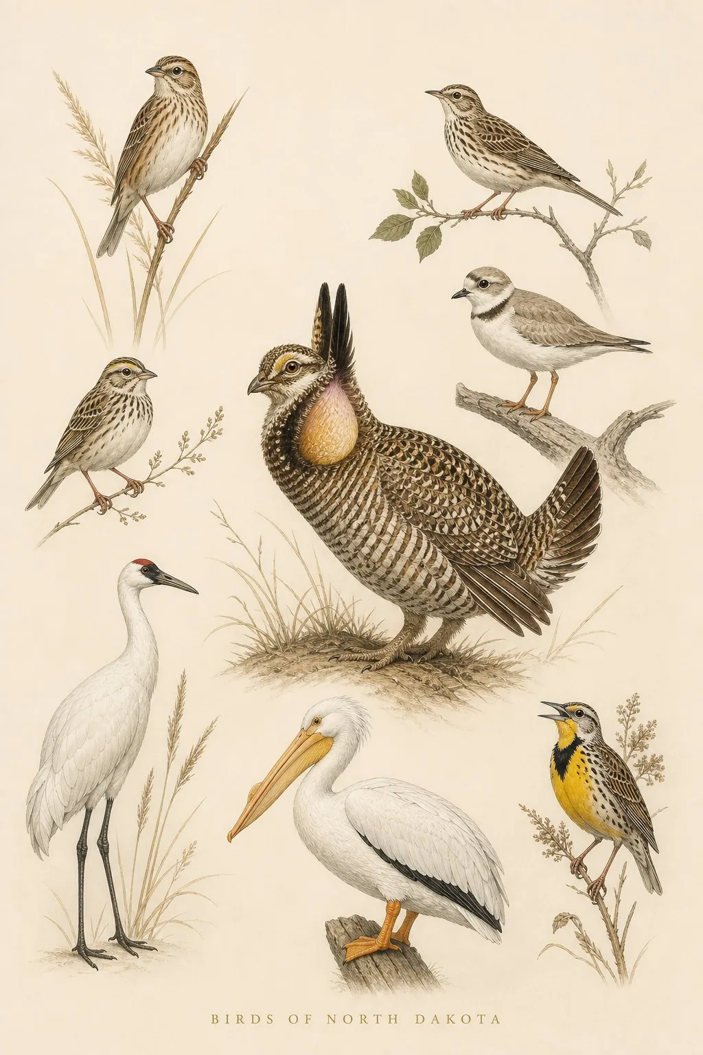 Birds of North Dakota print - fine-art bird print