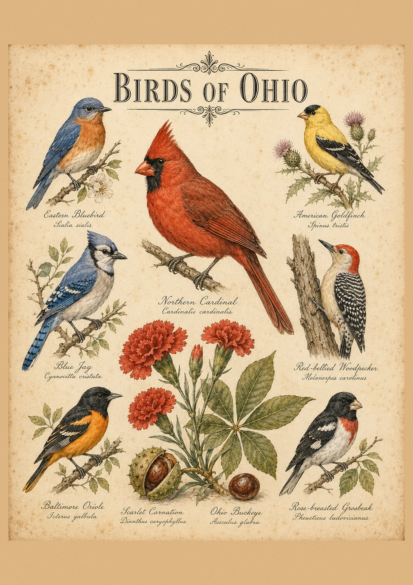 Birds of Ohio print