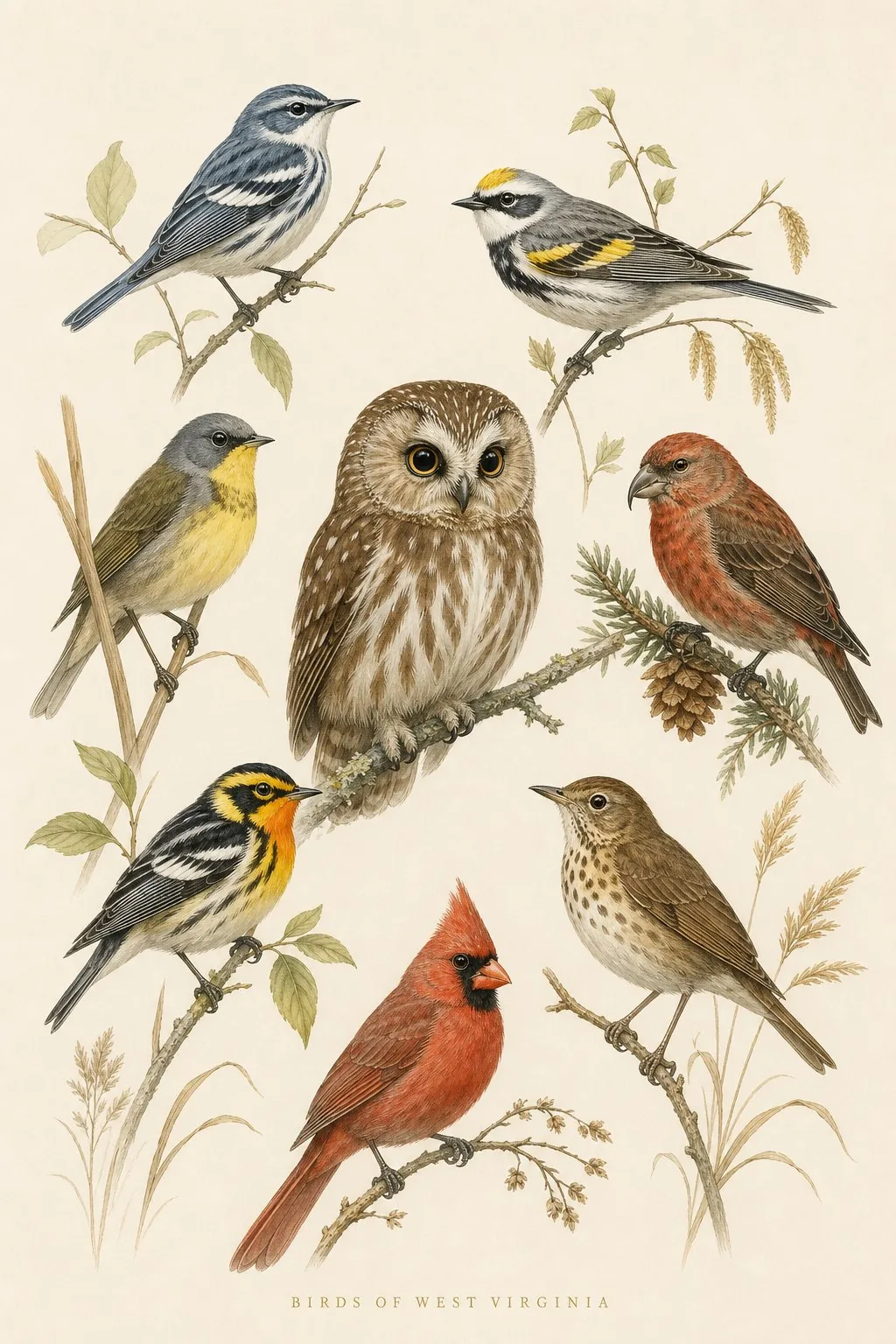 Birds of West Virginia print