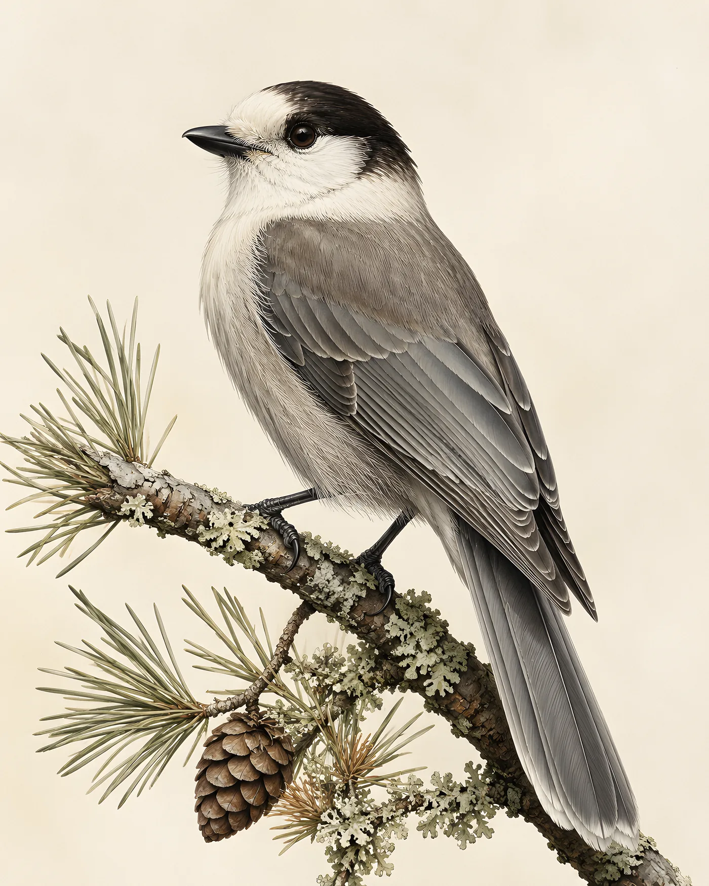 Fine-art Canada Jay print in the Audubon style