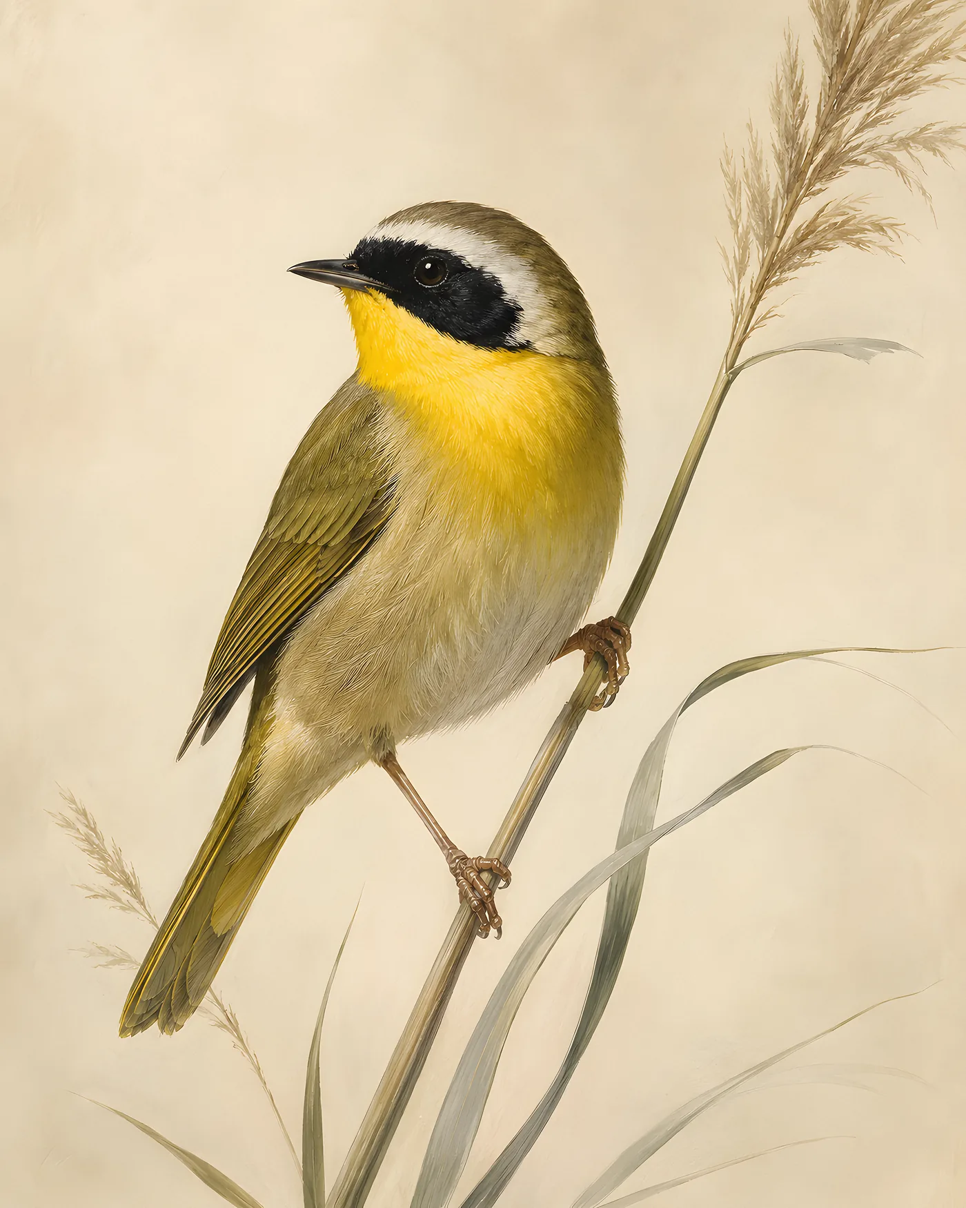 Fine-art Common Yellowthroat print in the Audubon style