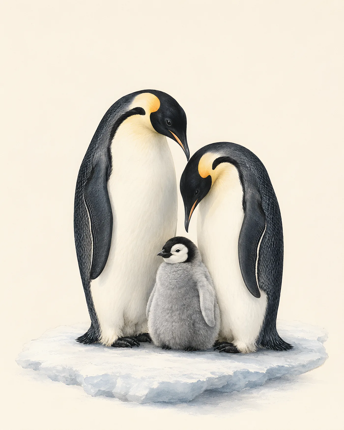 Emperor Penguin Family Print - fine-art bird print
