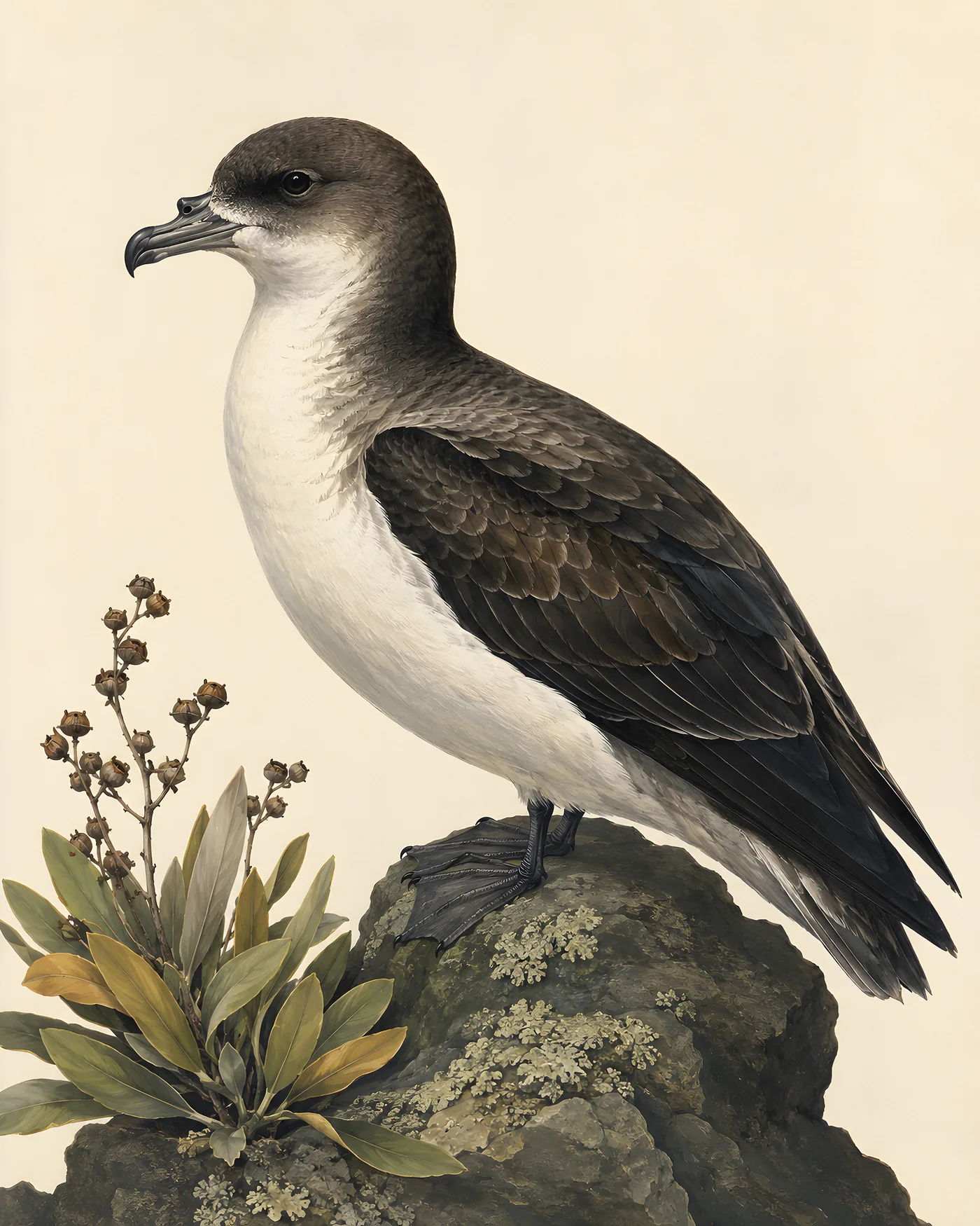 Fine-art Hawaiian Petrel print in the Audubon style