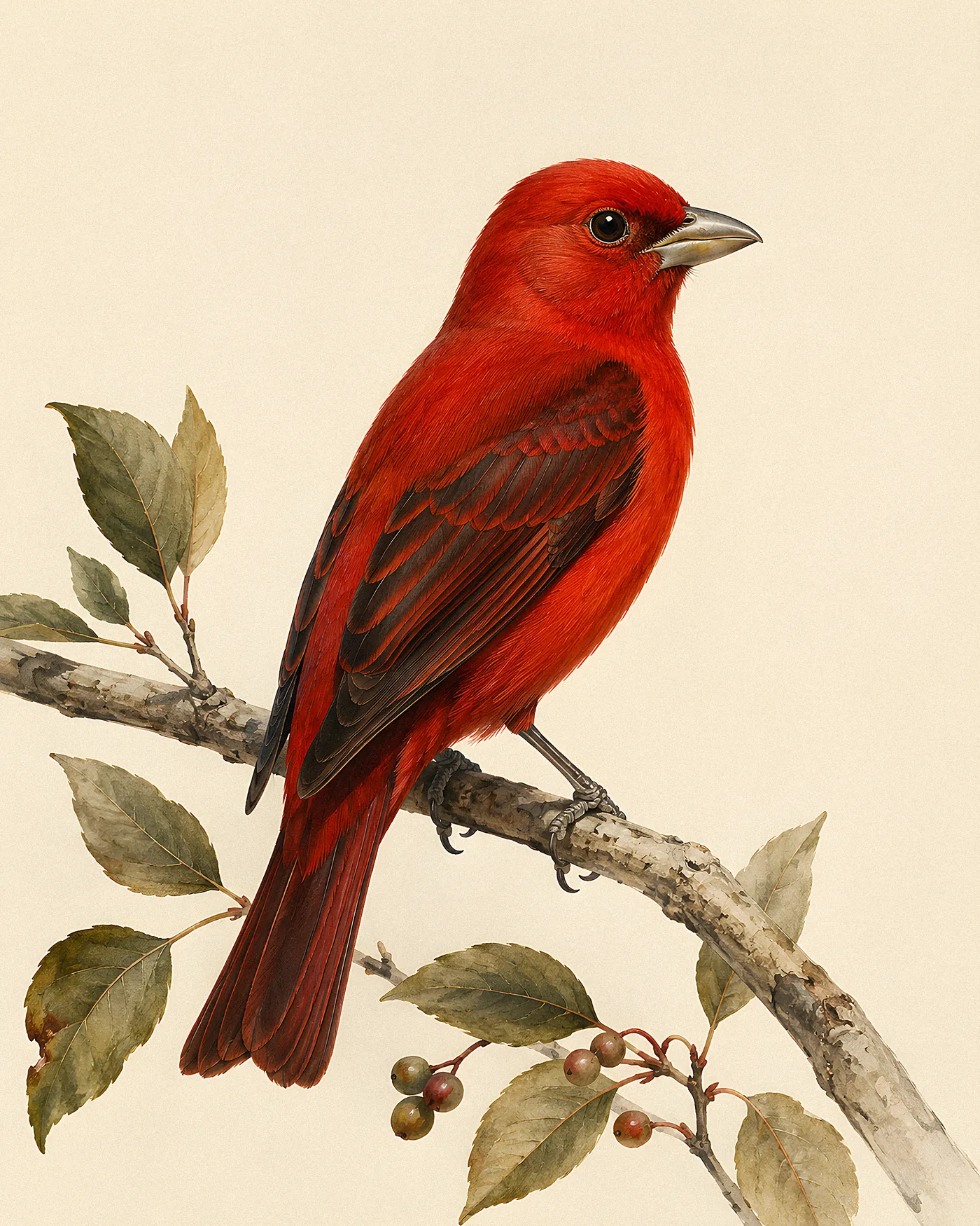Hepatic Tanager Print - fine-art bird print