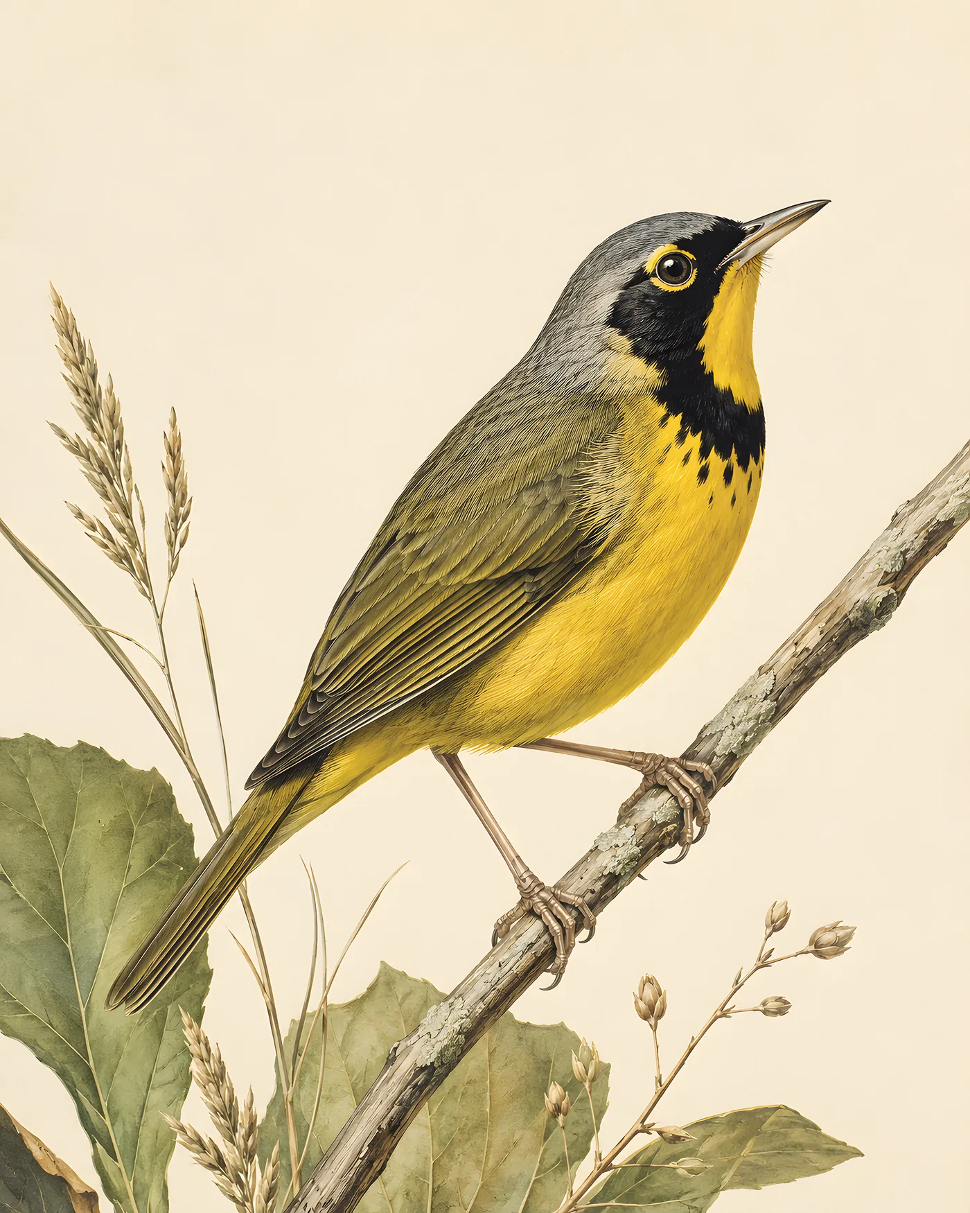 Fine-art Kentucky Warbler print in the Audubon style