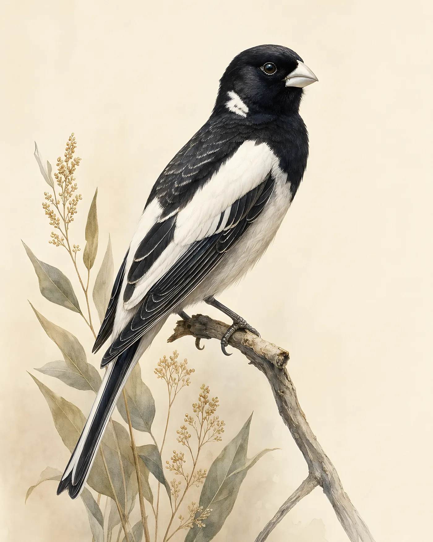 Fine-art Lark Bunting print in the Audubon style