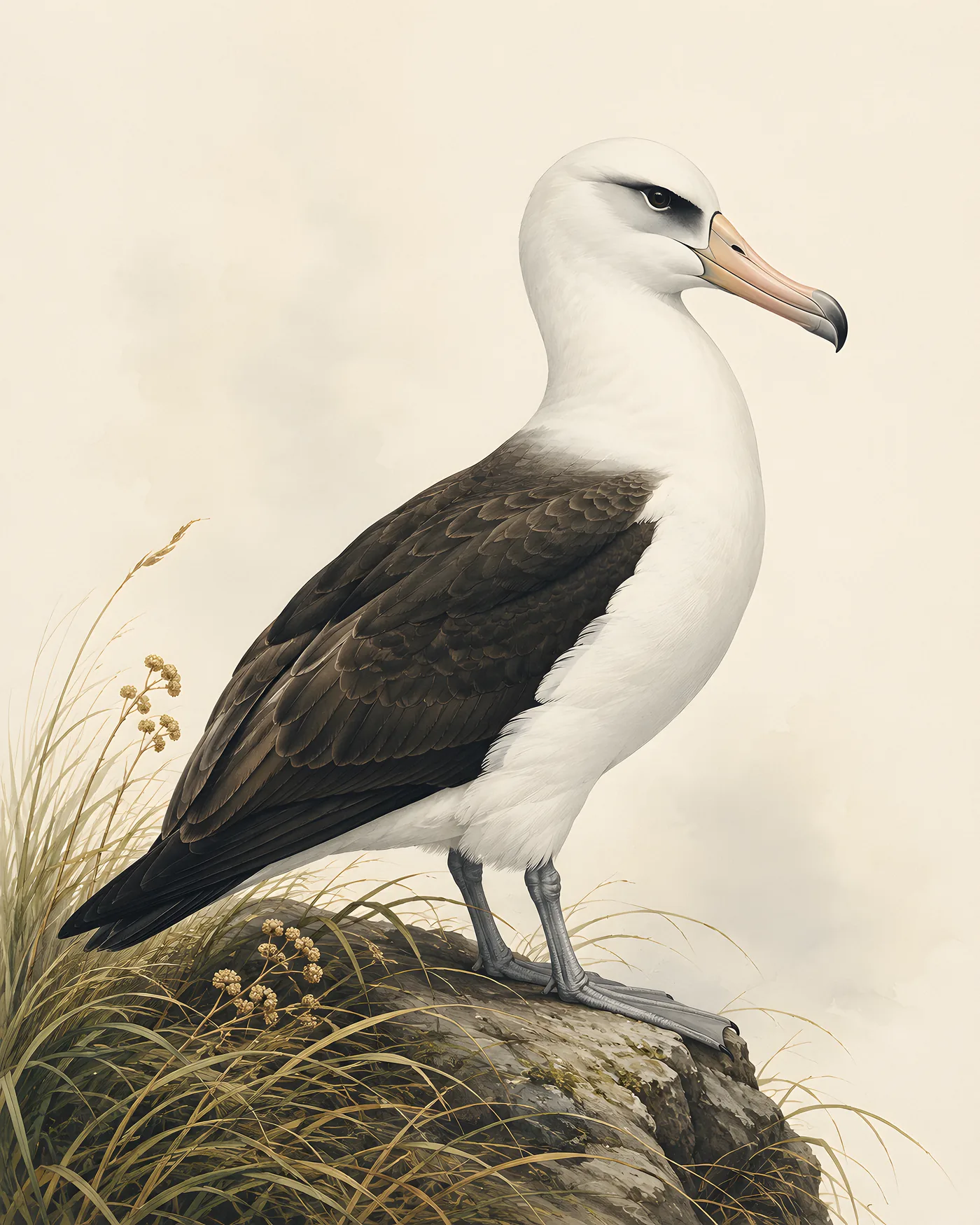 Fine-art Laysan Albatross print in the Audubon style