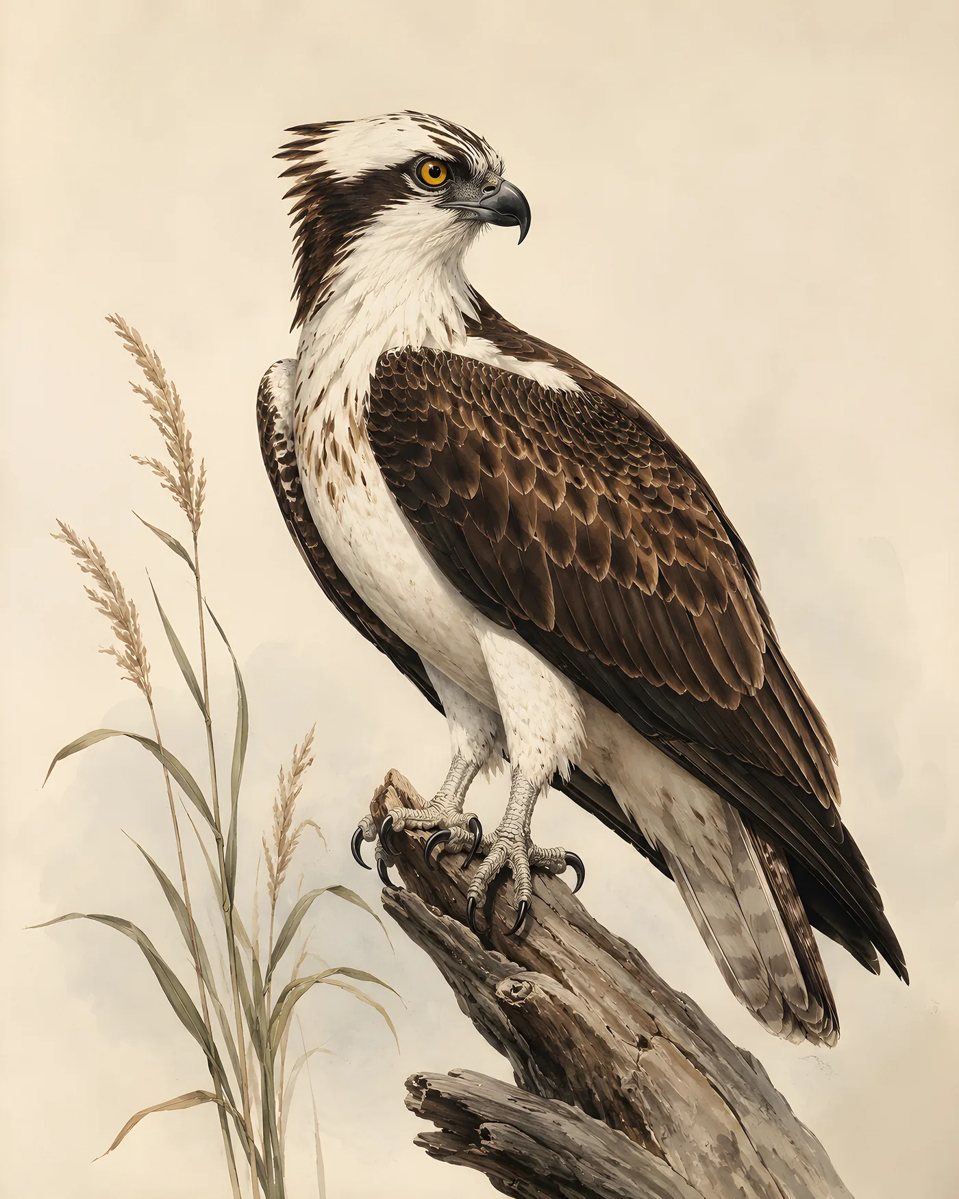 Fine-art Osprey print in the Audubon style