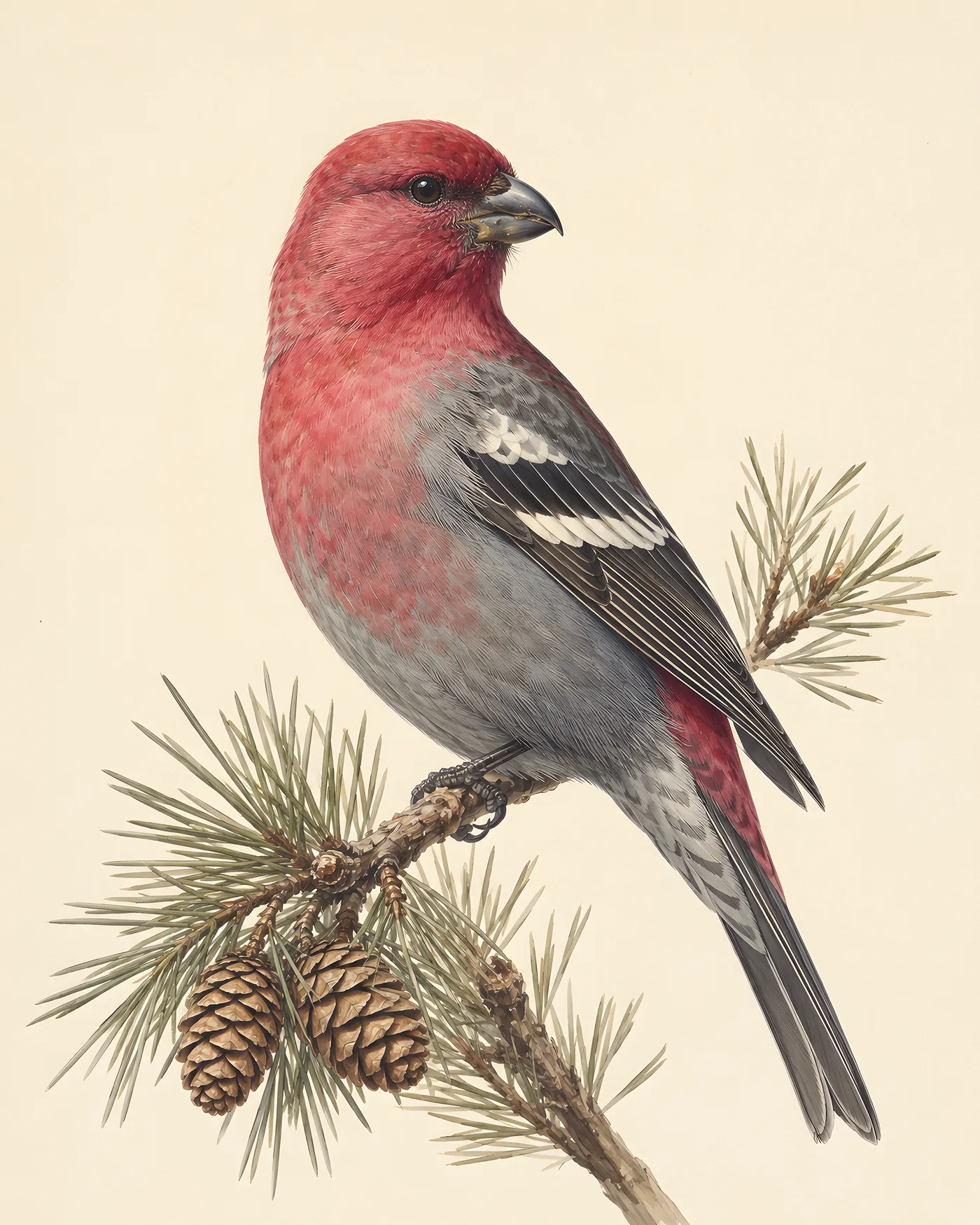 Pine Grosbeak Print - fine-art bird print