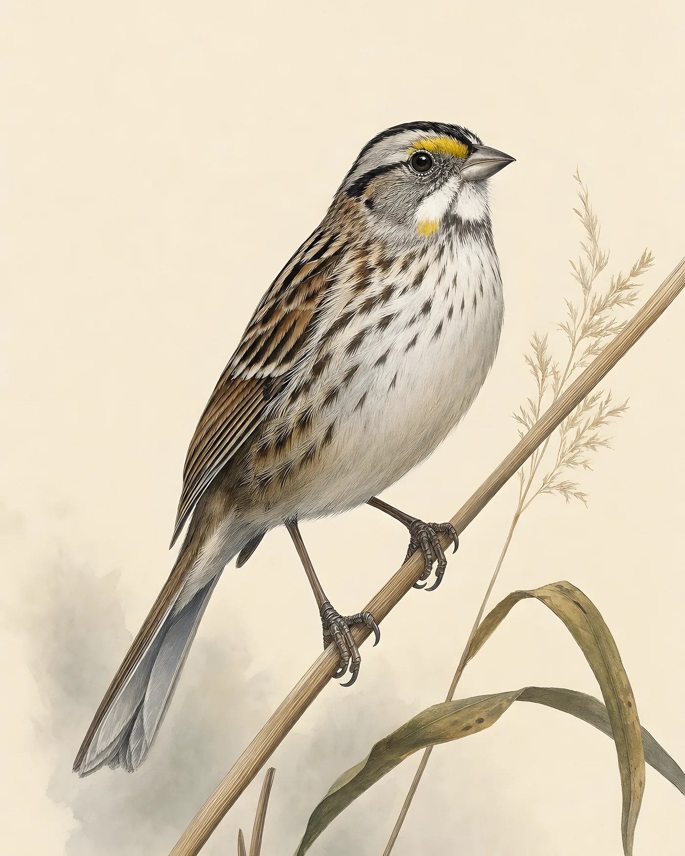 Fine-art Seaside Sparrow print in the Audubon style