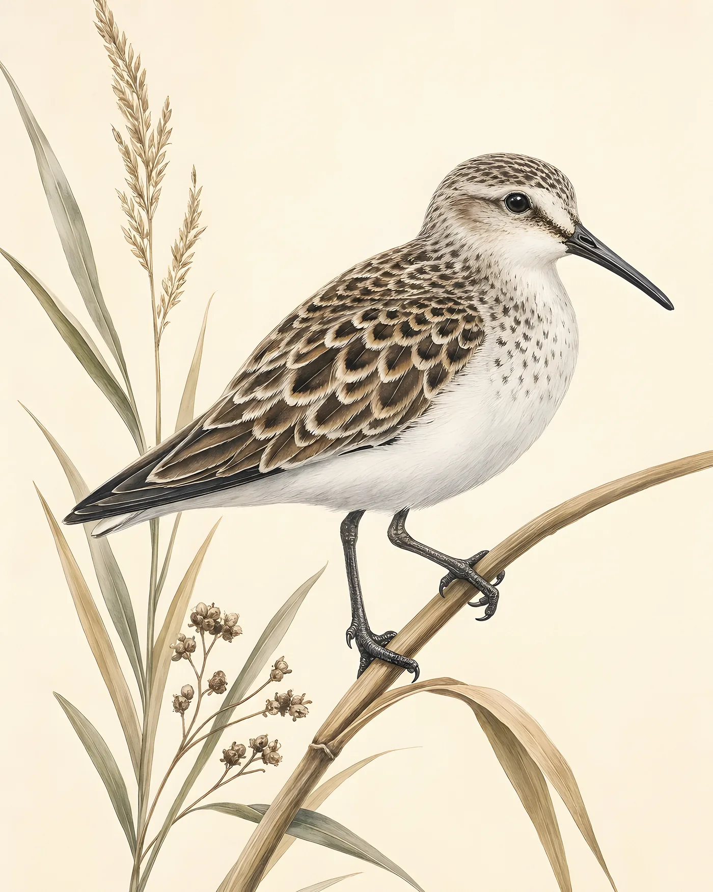 Fine-art Semipalmated Sandpiper print in the Audubon style