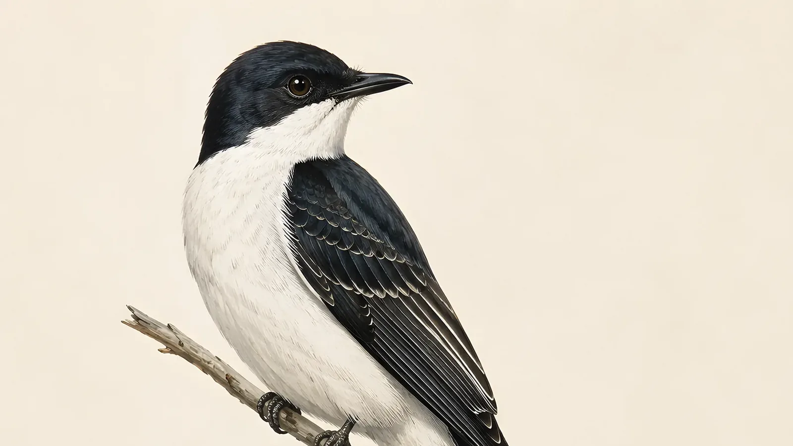 Fork-tailed Flycatcher perched on a fence wire, its impossibly long black forked tail streaming downward, in the Audubon field-plate tradition