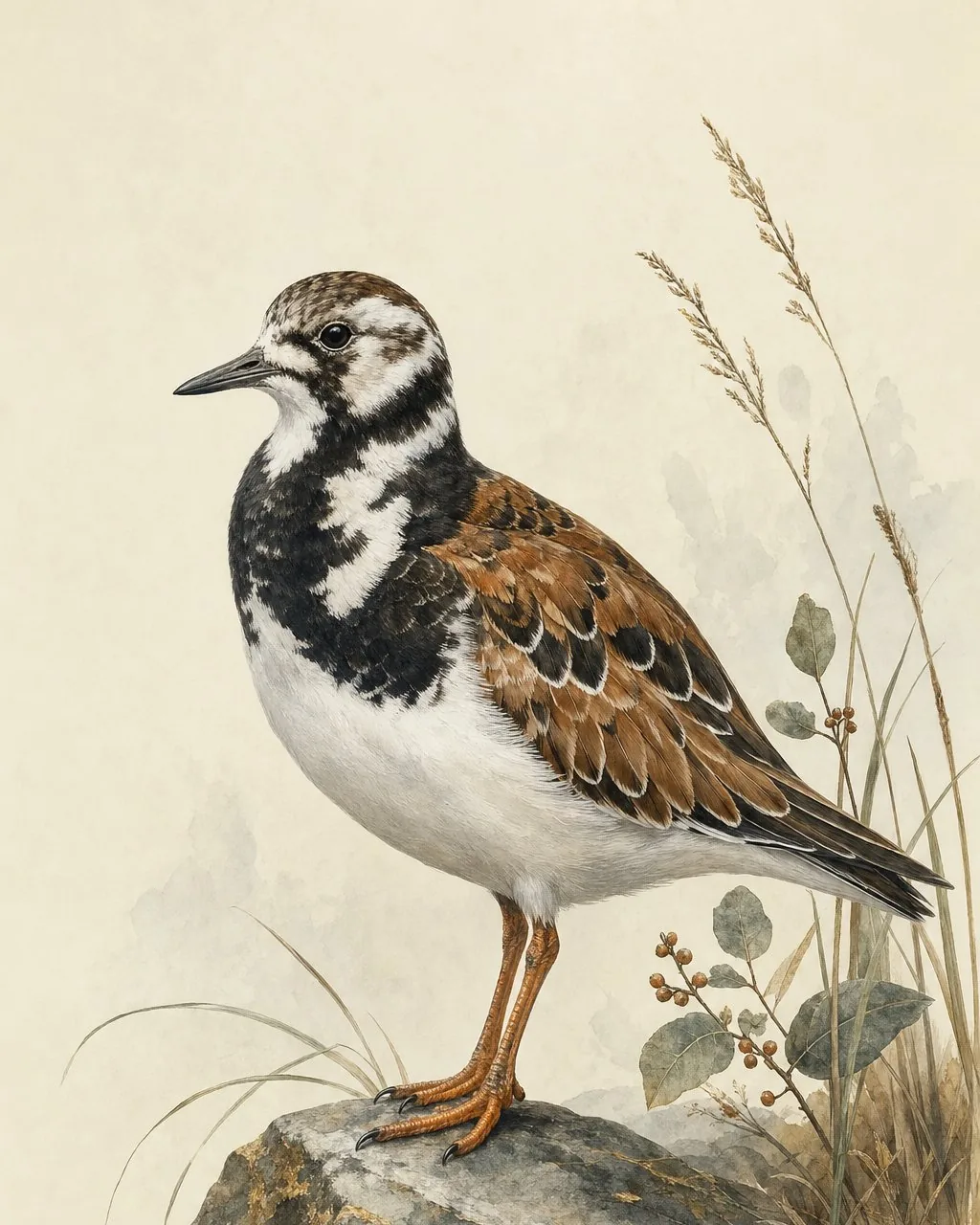 Ruddy Turnstone in the tradition of Audubon