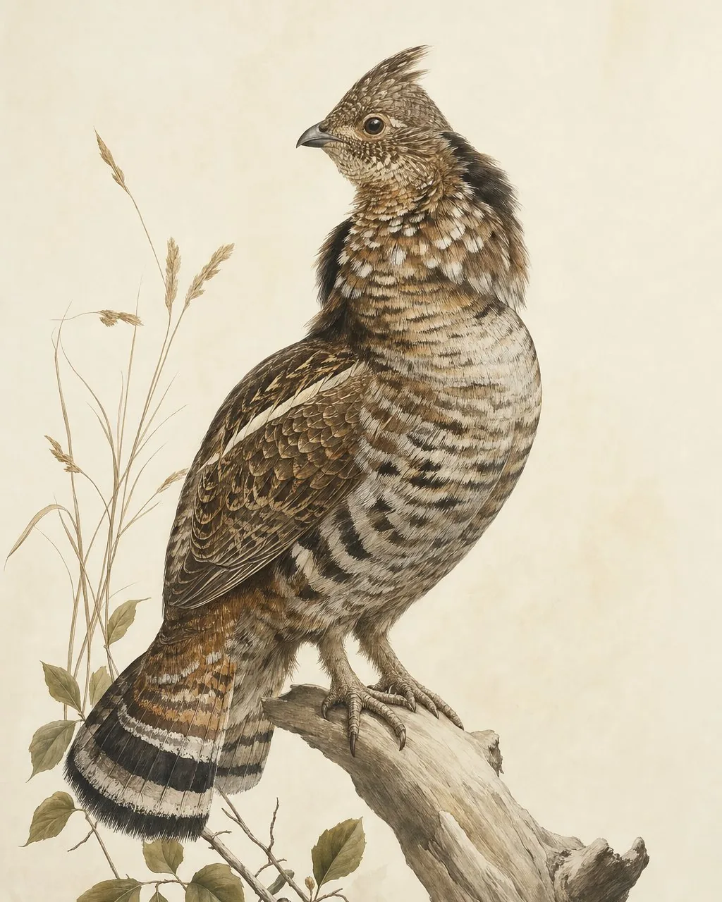 Ruffed Grouse in the tradition of Audubon