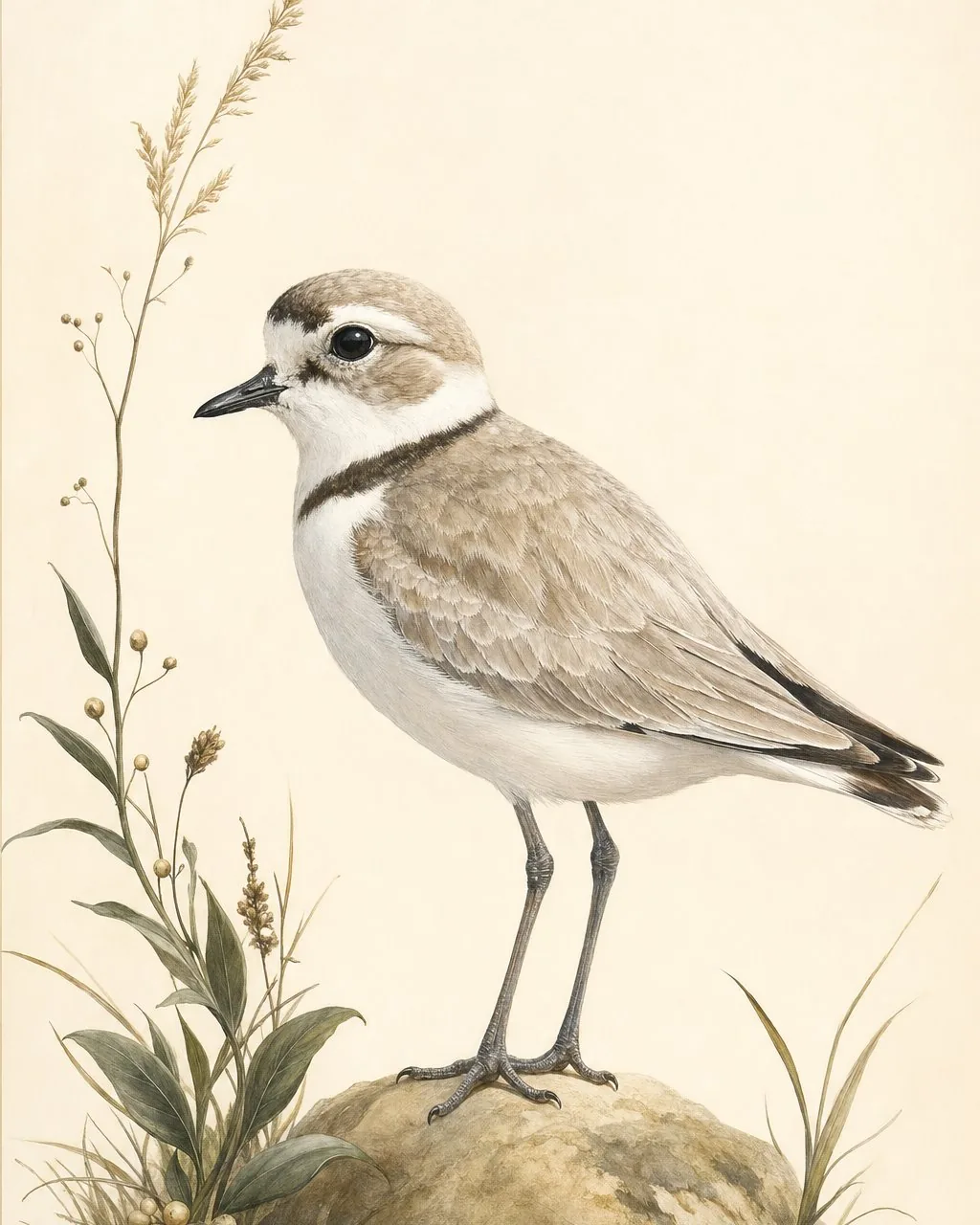 Snowy Plover in the tradition of Audubon